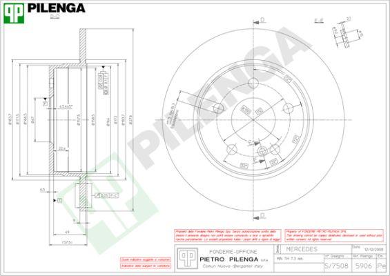 Pilenga 5906 - Brake Disc autospares.lv