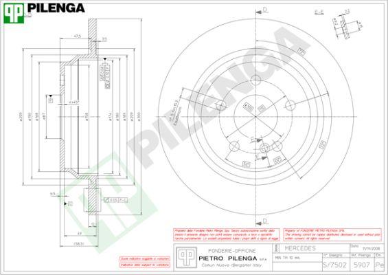 Pilenga 5907 - Brake Disc autospares.lv