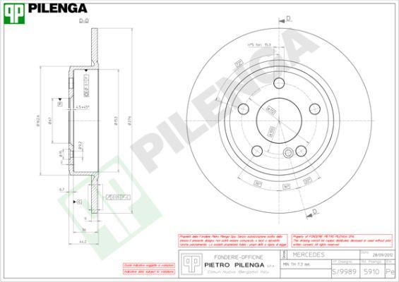 Pilenga 5910 - Brake Disc autospares.lv