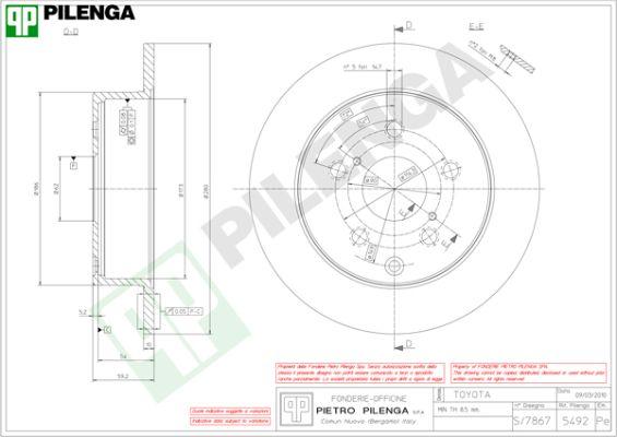 Pilenga 5492 - Brake Disc autospares.lv