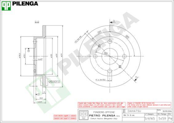 Pilenga 5459 - Brake Disc autospares.lv