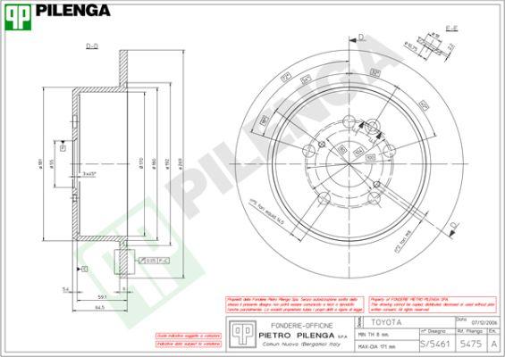 Pilenga 5475 - Brake Disc autospares.lv