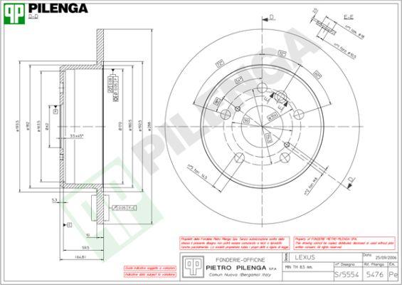 Pilenga 5476 - Brake Disc autospares.lv