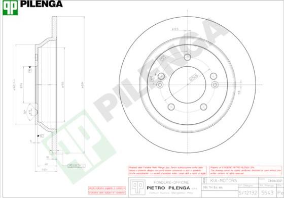 Pilenga 5543 - Brake Disc autospares.lv