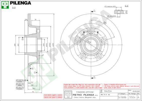 Pilenga 5504 - Brake Disc autospares.lv