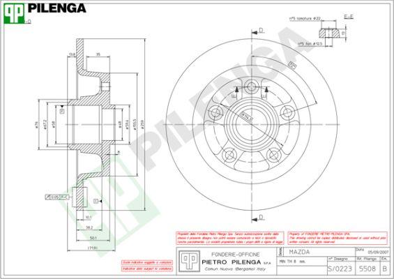 Pilenga 5508 - Brake Disc autospares.lv