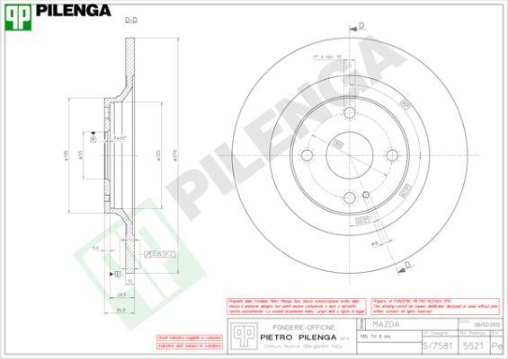 Pilenga 5521 - Brake Disc autospares.lv