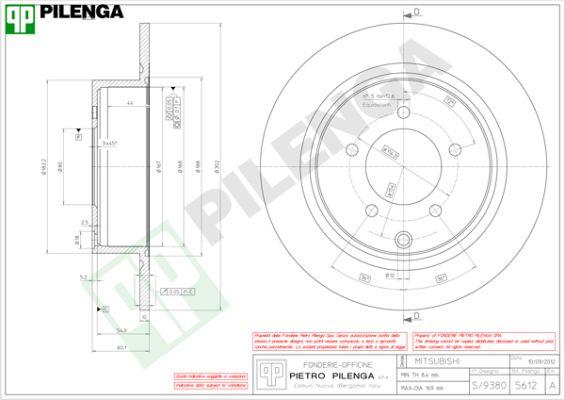 Pilenga 5612 - Brake Disc autospares.lv