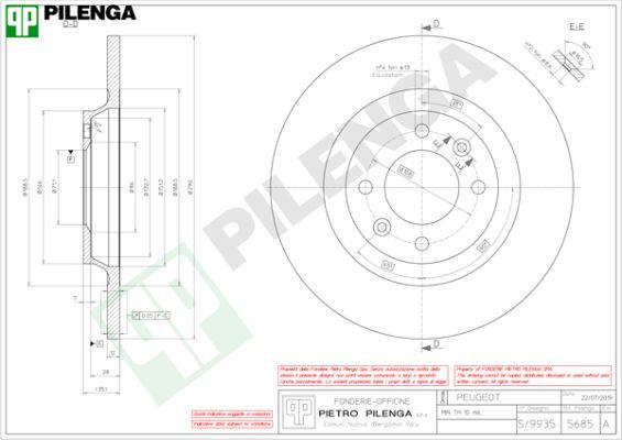 Pilenga 5685 - Brake Disc autospares.lv