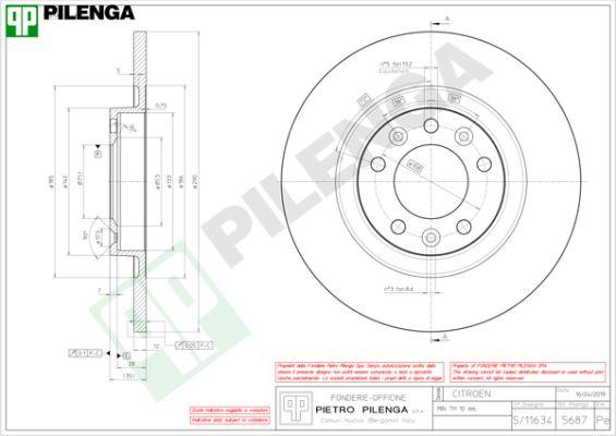 Pilenga 5687 - Brake Disc autospares.lv