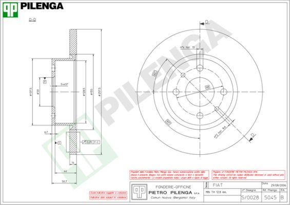 Pilenga 5045 - Brake Disc autospares.lv