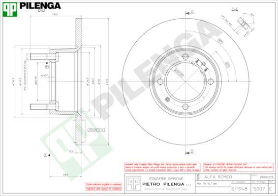 Pilenga 5007 - Brake Disc autospares.lv