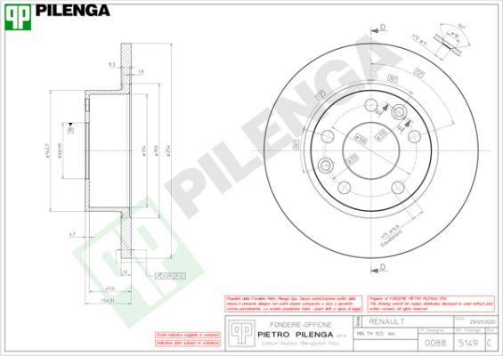 Pilenga 5149 - Brake Disc autospares.lv