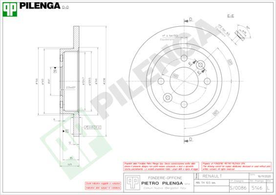 Pilenga 5146 - Brake Disc autospares.lv