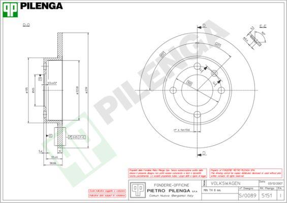 Pilenga 5151 - Brake Disc autospares.lv