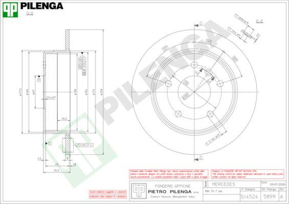 Pilenga 5899 - Brake Disc autospares.lv