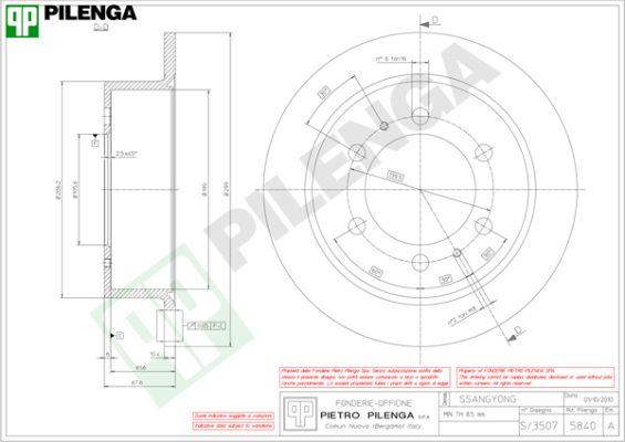 Pilenga 5840 - Brake Disc autospares.lv