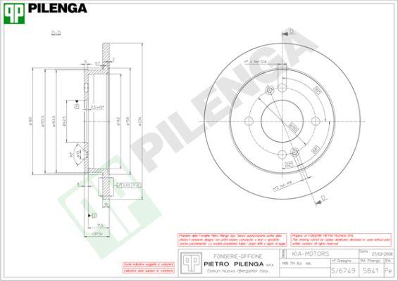 Pilenga 5841 - Brake Disc autospares.lv