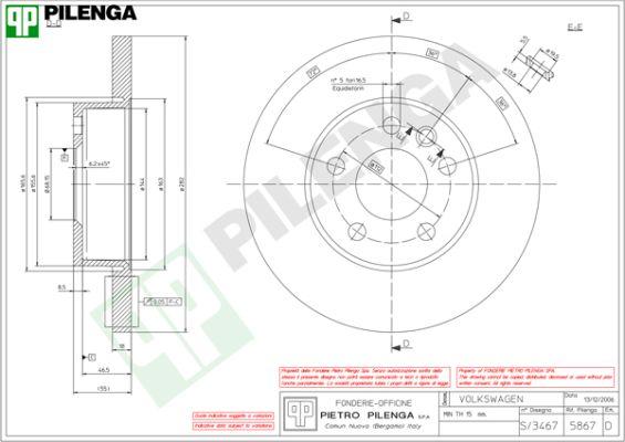 Pilenga 5867 - Brake Disc autospares.lv