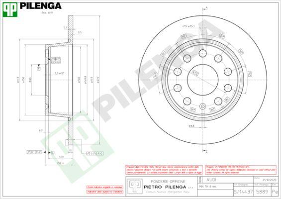 Pilenga 5889 - Brake Disc autospares.lv