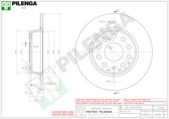 Pilenga 5886 - Brake Disc autospares.lv