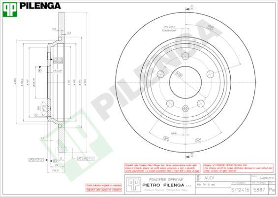 Pilenga 5887 - Brake Disc autospares.lv