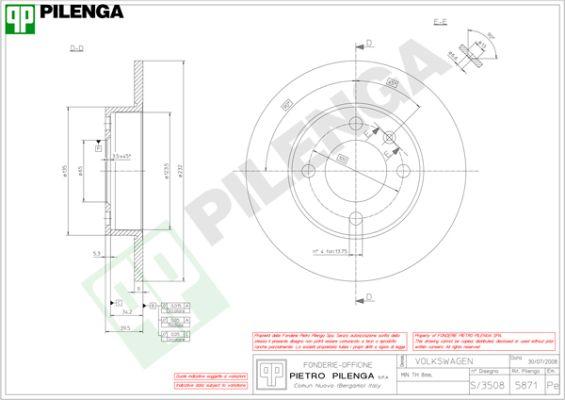 Pilenga 5871 - Brake Disc autospares.lv