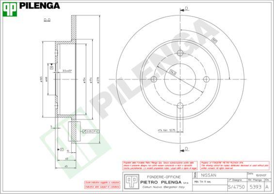 Pilenga 5393 - Brake Disc autospares.lv