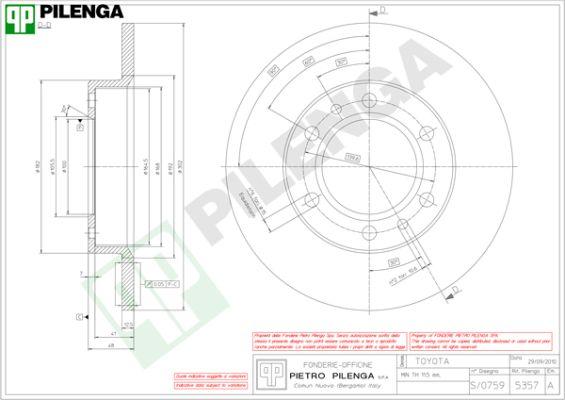 Pilenga 5357 - Brake Disc autospares.lv