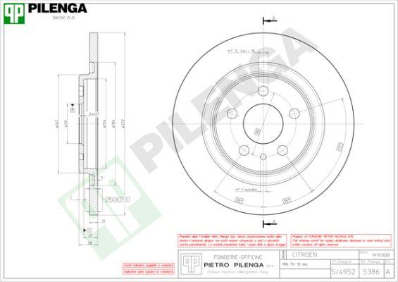 Pilenga 5386 - Brake Disc autospares.lv