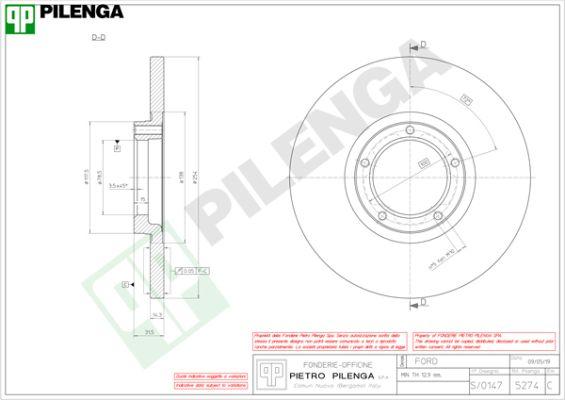 Pilenga 5274 - Brake Disc autospares.lv