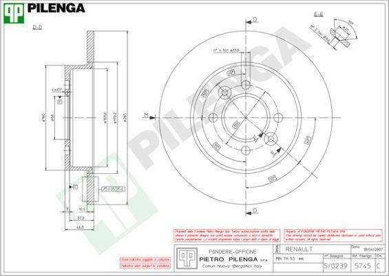 Pilenga 5745 - Brake Disc autospares.lv