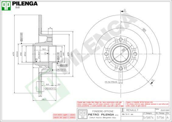 Pilenga 5756 - Brake Disc autospares.lv