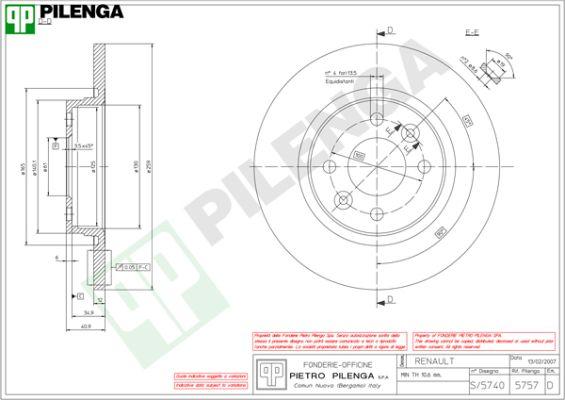 Pilenga 5757 - Brake Disc autospares.lv