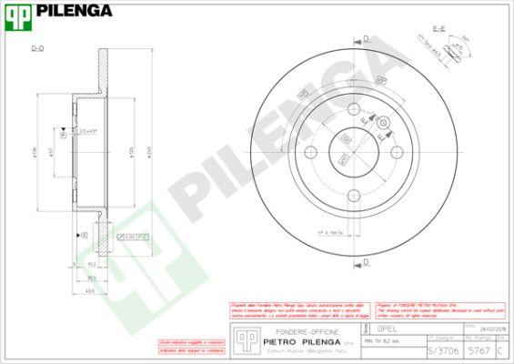 Pilenga 5767 - Brake Disc autospares.lv