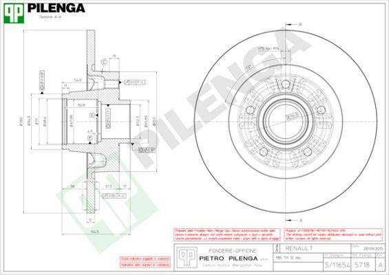 Pilenga 5718 - Brake Disc autospares.lv