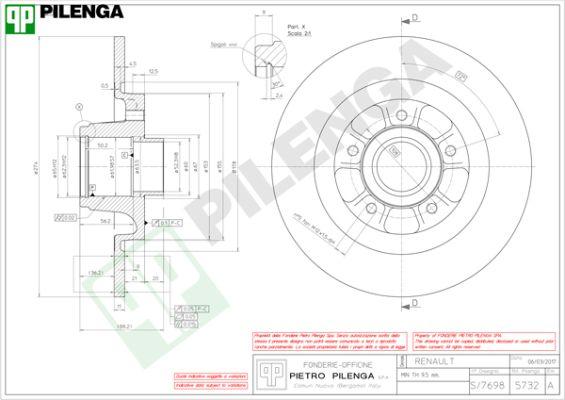 Pilenga 5732 - Brake Disc autospares.lv