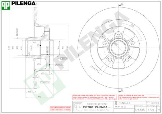 Pilenga 5724 - Brake Disc autospares.lv