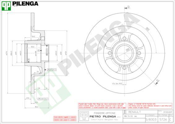 Pilenga 5726 - Brake Disc autospares.lv