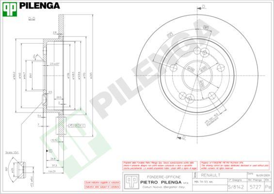 Pilenga 5727 - Brake Disc autospares.lv