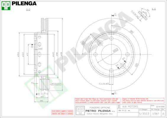 Pilenga V961 - Brake Disc autospares.lv