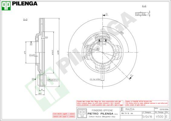 Pilenga V500 - Brake Disc autospares.lv