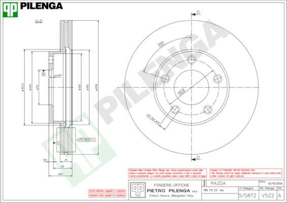 Pilenga V522 - Brake Disc autospares.lv