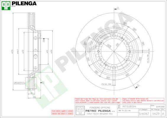 Pilenga V629 - Brake Disc autospares.lv