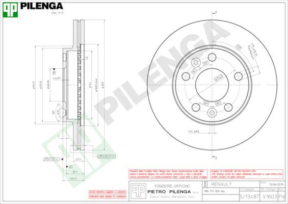 Pilenga V1603 - Brake Disc autospares.lv