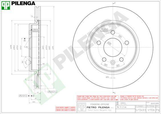 Pilenga V1106 - Brake Disc autospares.lv