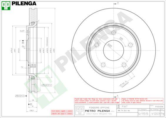 Pilenga V1203 - Brake Disc autospares.lv