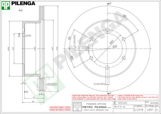 Pilenga V891 - Brake Disc autospares.lv