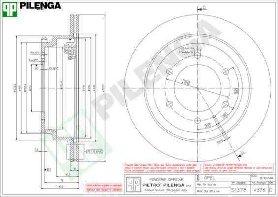 Pilenga V376 - Brake Disc autospares.lv