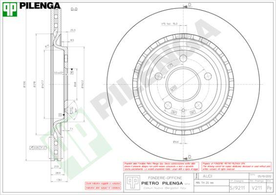 Pilenga V211 - Brake Disc autospares.lv